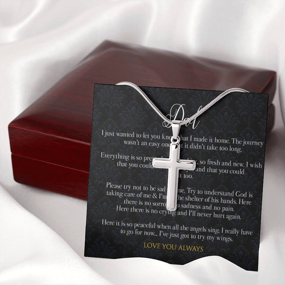 Fathers day loss cross pendant