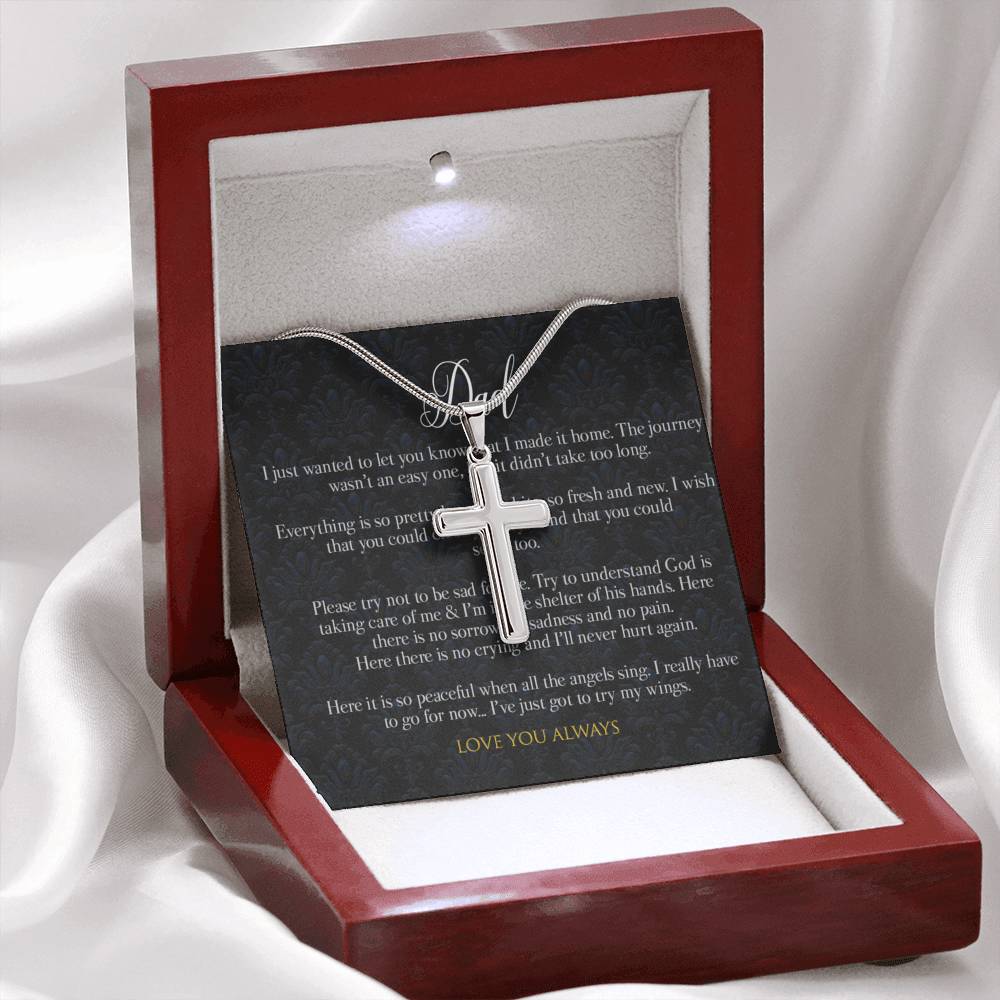 Fathers day loss cross pendant