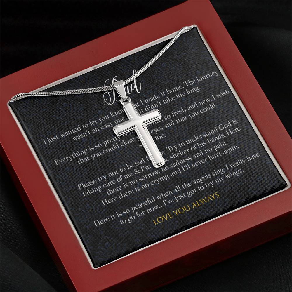 Fathers day loss cross pendant