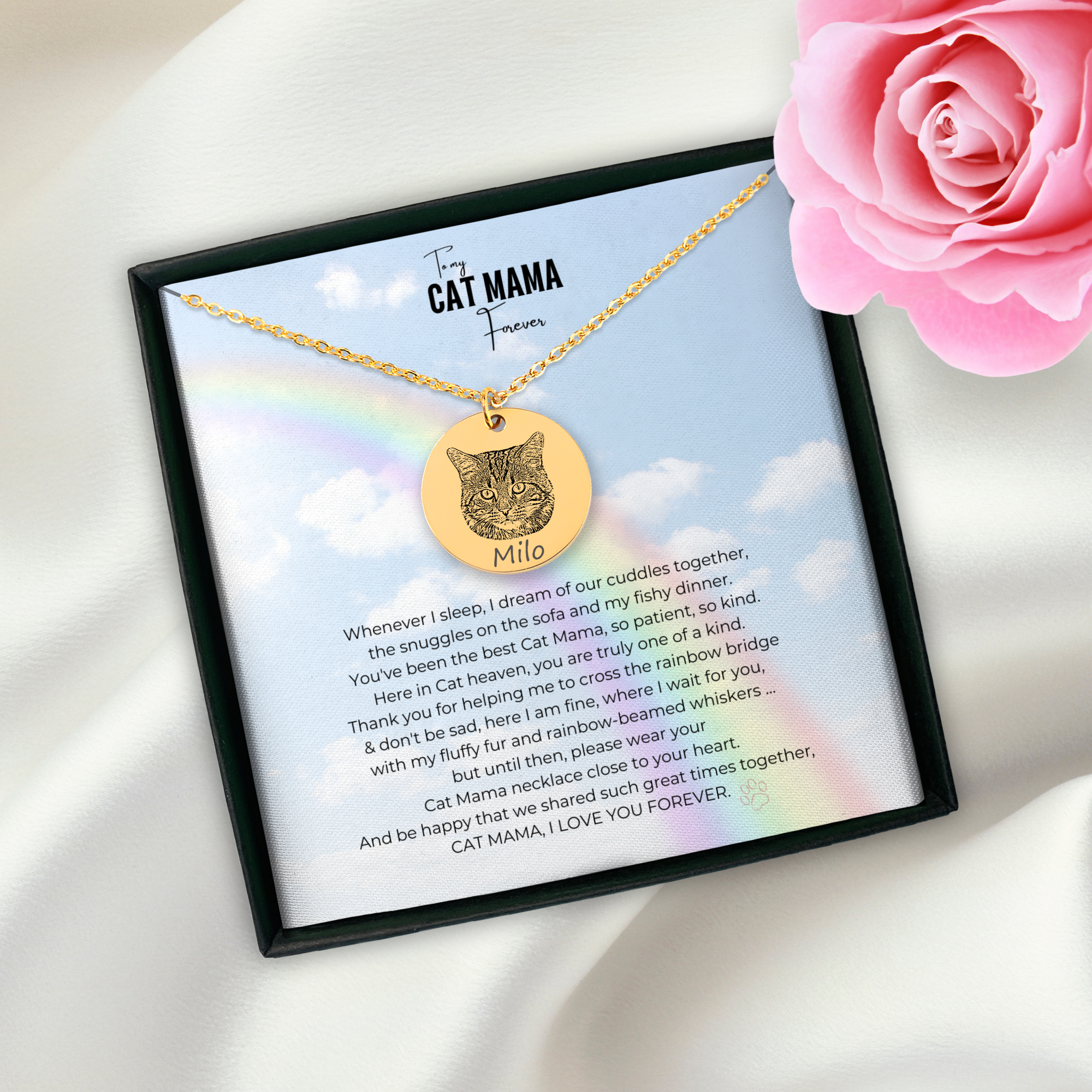 Cat Mama Unconditional love Memorial necklace